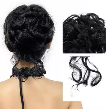 ALAN EATON Зажим для когтей Грязный пучок волос для женщин Синтетический волнистый вьющийся хвостик Шиньон для повседневного ношения Многоцветный вариант 10 дюймов