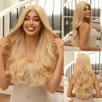 ALANEATON блондинка золотой парик линия волос кружева спереди парики синтетические длинные волнистые женские женские косплей высокая плотность