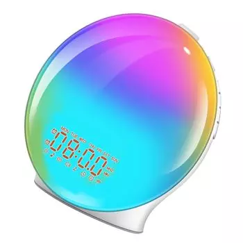 Будильник Свет Световой будильник Создать атмосферу Несколько типов естественных звуков будильников затемнение Воспроизведение света восхода и заката Непрямой белый