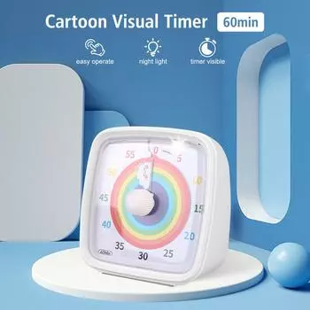 Alarm Clock Visual Timer Kids Children Reminder 60 Minutes Ultra Silent Night Light Countdown Timer Time Management Tool зелёный