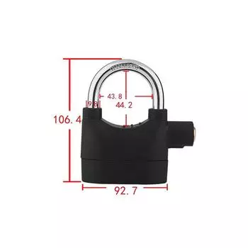 Alarm Lock Anti Theft Alarm Lock Black Anti Theft Security Padlock Waterproof Siren Alarm Lock For Motorcycle Door Windo 106.4*92.7mm