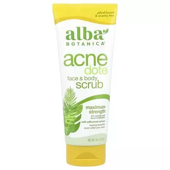 Alba Botanica, Acne Dote, скраб для лица и тела, без масла, 8 унций (227 г)