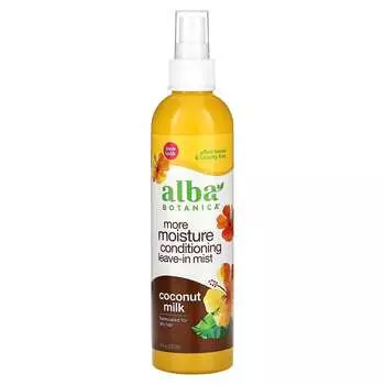 Alba Botanica, увлажняющий кондиционер, несмываемый спрей, для сухих волос, кокосовое молоко, 8 жидких унций (237 мл)