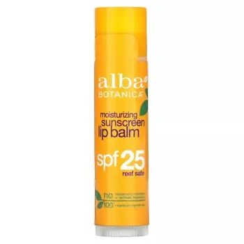 Alba Botanica, Увлажняющий солнцезащитный бальзам для губ, SPF 25, 0,15 унции (4,2 г)