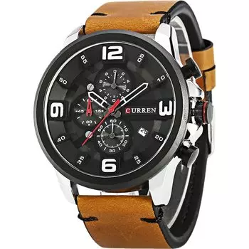 ALBA Club CURREN часы хронограф кожаный ремешок кварц коричневый 6 предметов набор инструментов для часов мужской WA-009