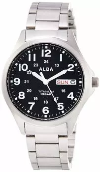 Alba Quartz Titanium Sporty Reinforced Waterproof для повседневной жизни с датой и днем недели AQPJ402 Silver [Seiko Watch] (10 АТМ) Мужской