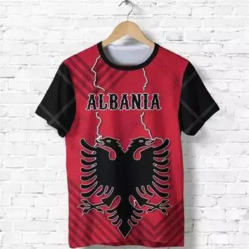 Albania Flag Men s T-shirt 3D Print Albanian National Emblem y2k Tops Short Sleeve O-Neck Oversized Sports Tee Shirt Clothing S