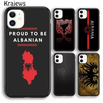 Albanian Flag Eagle Banner Soft Phone Case Cover For iPhone 14 5 SE 6s 7 8 plus X XR XS 11 12 13 pro max Samsung S21 S22 ultra iPhone 6plus