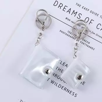 Albums Pendant Pictures Storage Card Bag Photo Album Keychain 1 2 Inch Card Book Keyring transparent-1 Inch