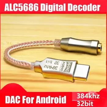ALC5686 CX31993 HiFi USB DAC Type C на 3,5 мм Усилитель для наушников Аудиодекодер Адаптер AMP Звуковая карта Цифровой декодер для Android