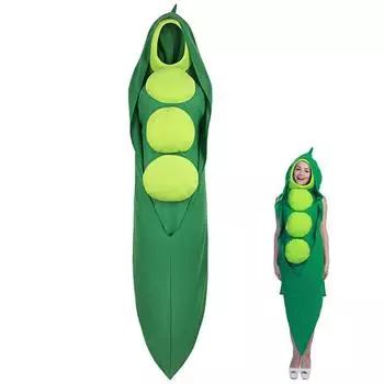 Aldult Simulated Pea Cosplay Costume Vegetable Jumpsuit Halloween Party Outfit