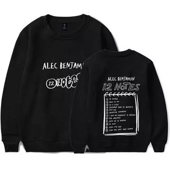 Alec Benjamin Круглый ворот свитера для мужчин/женщин Harajuku Kawaii Hoodie Streetwear Толстовки Модные топы Повседневная подростковая одежда XS чёрный