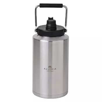 Alesia Ice Container Jug Outdoor Vacuum Bottle Cold Storage Ice Portable Long Time HOT Stainless Steel Camping Ice Container ALLEGiA Silver x 1.8L