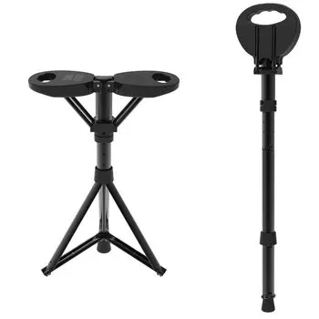 ALEVMOOM Folding Cane Cane that Converts into a Sitting Outdoor 3 Highly Height Adjustable up to Load Approximately Climb Walking Assistance Suitable чёрный