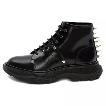Alexander McQueen Ботинки Tread Slick на шнуровке Черные шипы Женские кроссовки Серебристые 685692-WHZ85-1081 37.5