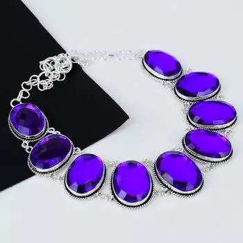 Александрит драгоценный камень ручной работы 925 пробы серебро гальванопластика ожерелье, александрит серебро для жены унисекс ожерелье подарок елка мама 20 фиолетовый