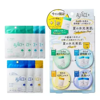 ALFACE Summer Water Glow Beautiful Skin Selection 7 1 шт. Летнее солнце 2 чувствительная 2 кристальная 2 чистая 1 желтая основная консервирующая листовая салфетка для лица