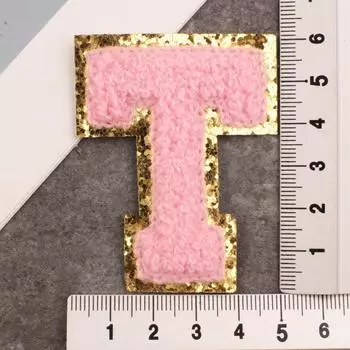 Алфавит 26 букв блестки синель розовый для одежды сумки куртка швейные принадлежности декор