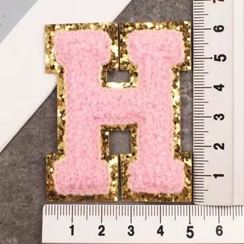 Алфавит 26 букв для одежды сумки куртка пайетки синель розовый швейные принадлежности декор