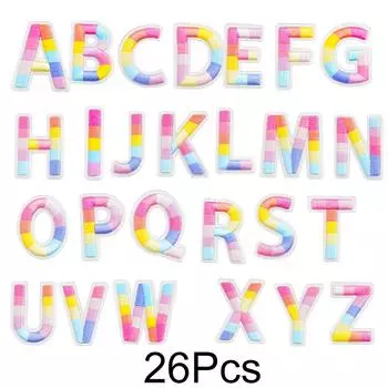 Алфавит 26 букв полиэстер ручная работа своими руками 26 буква нашивка современная аппликация простота вогнутые выпуклые буквы градиент цвета