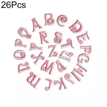 Алфавит 26 букв вышитые наклейки ручная работа вышивка своими руками простота аксессуар современный полиэстер 26 букв нашивка аппликация розовый