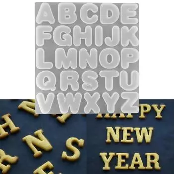 Алфавит Форма Силиконовый материал Антипригарный Многоразовый Полезный Помадник Шоколад Выпечка Декоративные инструменты