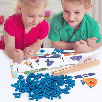 Алфавит обучающая игра деревянные блоки 50 карточек со словами английское правописание математика обучение для мальчиков