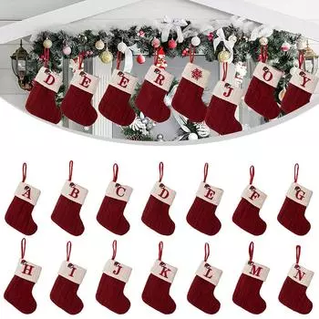 Алфавит Рождественский чулок Рождественская елка Подвеска O