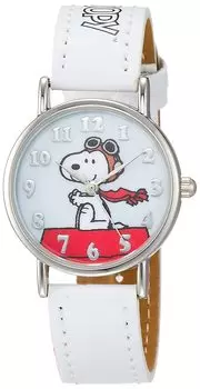 [ALIAS] Часы Snoopy Analog Водонепроницаемый кожаный ремешок WW18101SN женские белые [Товар] белый
