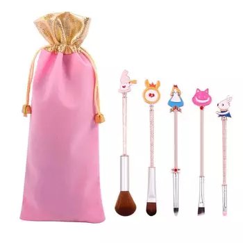 Alice Makeup Brush 5PCS Cute Makeup Brush Metal Cosmetic Brush Set Mechanical Goods Easy to Store and Carry Best Gift Day Gift Gift Yi-gog Children s