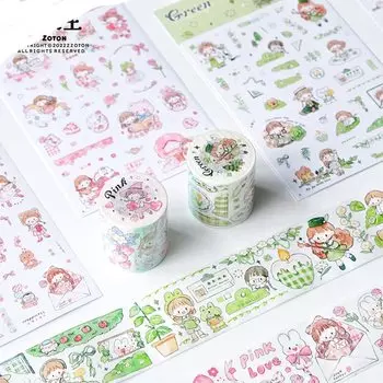 Alideco Маскировочная васи Милая девочка розовая и 45 мм шириной х 5 м клейкая широкая стильная маскировочная наклейка 2 шт. лента, лента, Molinta, зеленая, прозрачная, рулон,