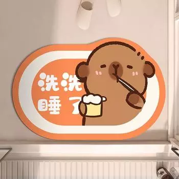 Мягкий коврик для пола в ванной с изображением щенка капибары Alien Cute Ruby, диатомовой грязи, нескользящий, впитывающий воду, быстросохнущий, коврик для двери туалета 40 * 60 (soft diatom mud)