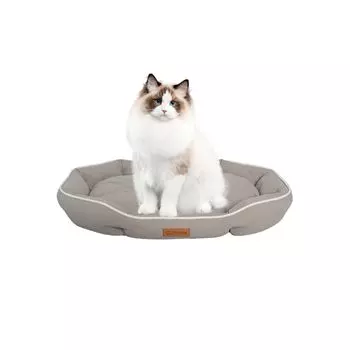 Alien Pet Cat Dog Bed Подушка для домашнего животного Мягкий пушистый диван для домашнего животного Легко чистящийся коврик для маленьких и средних собак Моющийся Защита от холода Всесезонный Противоскользящий хаки