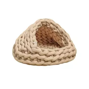Alien Pet Pet Cat Knitted Dog Dome Knitting Подходит для всех, как для кошек, так и для толстой основы Knitting Pet Supplies Bed, House, Stylish, Bed, Shape, хаки