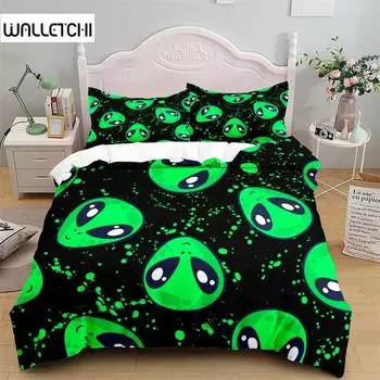 Aliens Children All Season Duvet Cover Bedding Comforter sets Soft Quilt Cover and Pillowcases Single/Double/Queen/King 135x200cm 2pcs