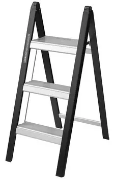ALINCO Алюминиевая тонкая стремянка 80 см, черная SS80TCA Стремянка легкая складная компактная 3 яруса Максимальный вес использования 100 кг Полка Доска для растений