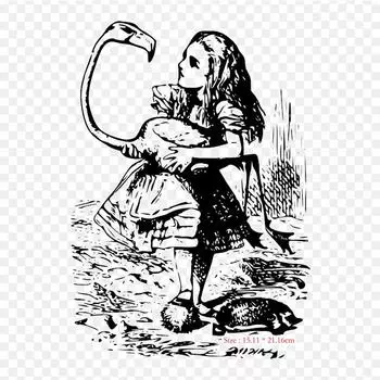 Алиса Алиса Приключения в стране чудес Соня Thr Утюг на теплопередаче Печать Виниловые нашивки Наклейка для одежды DIY Аппликации Моющиеся нашивки