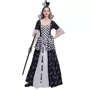 Алиса Полиэстер Модное В Стране Чудес Платье Королевы Шахмат с Аксессуарами Идеально для Хэллоуина M