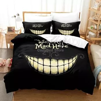 Алиса в стране чудес 3d комплект постельного белья пододеяльник комплекты стеганое постельное белье Twin Queen King Single Size Room Decor Boys Adult US Queen(228x228cm