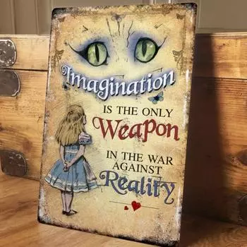 Алиса в стране чудес Чесапик Винтажный металлический настенный знак - 8X12 дюймов A4 алюминиевый знак для внутреннего и наружного украшения чёрный