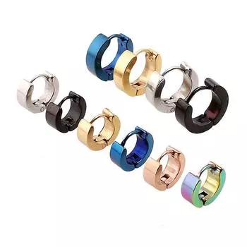 Alisouy 1 шт. 4 мм ширина мужские и женские серьги из нержавеющей стали в стиле рок проколотые круглые серьги-кольца для мужчин и женщин серьги унисекс серебряный