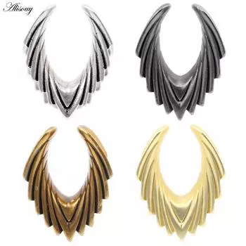 Alisouy 1 шт. 8-25 мм медь нерегулярной обтекаемой формы седло ушные туннели заглушки расширитель носилки калибры серьги пирсинг украшения для тела 8mm чёрный