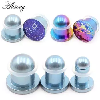 Alisouy, 1 шт., одноцветные титановые заглушки G23 для телесных ушей, расширитель-носилки, одинарный расклешенный калибр, серьги, ювелирные изделия для пирсинга 6mm
