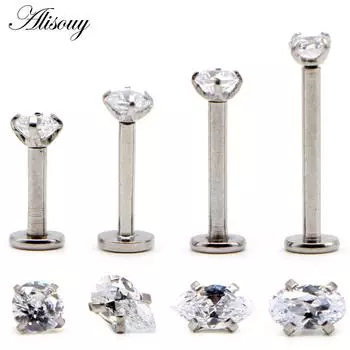 Alisouy, 1 шт., серьги для хряща козелка, 16 г, овальные серьги с каплями воды в стиле панк, круглый глаз, циркон, драгоценный камень, кольцо для козелка, губы, пирсинг Монро #6