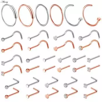 Alisouy 1 шт. Стальные 20G искусственные кольца для носа, поддельные кольца для перегородки носа, пирсинг для ноздрей, поддельные клипсы для носа, пирсинг Oreja, ювелирные изделия Style1 серебряный