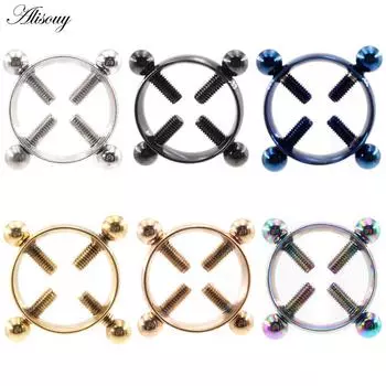 Alisouy 1PC 316L хирургическая нержавеющая сталь круглая непирсинг соска кольцо щиток без никеля поддельные украшения для пирсинга тела серебряный