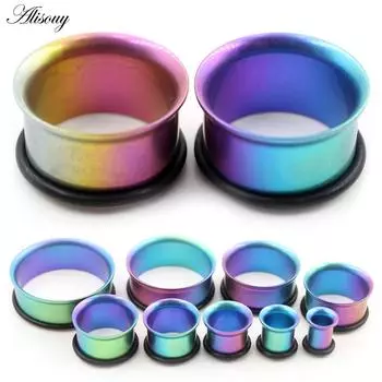 Alisouy 1PC 6-25mm G23 титановый градиент цвета расклешенные ушные зонды туннели заглушки растяжители расширители пирсинг плоти украшения для тела 6mm фиолетовый