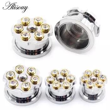 Alisouy 1PC 8-25 мм Нержавеющая сталь Колесо Цирконий Ушные Калибры Туннельный Пробка Расширитель Растяжитель Серьги Пирсинг Украшения Для Тела 8mm