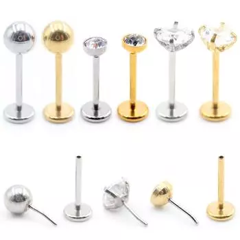 Alisouy 1PC безрезьбовой нержавеющей стали циркониевый анодированный лабрет губа гвоздик кольцо ухо козелок хрящ серьги пирсинг ювелирные изделия #1 0.8*6*2mm