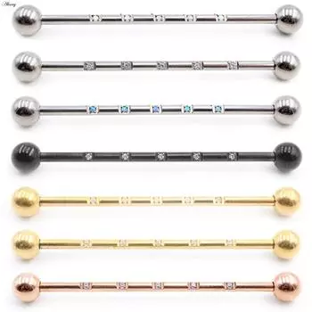 Alisouy 1PC G23 титановая инкрустация цирконий опал пирсинг промышленная штанга стержень каркас ушной хрящ спираль серьги украшения для тела